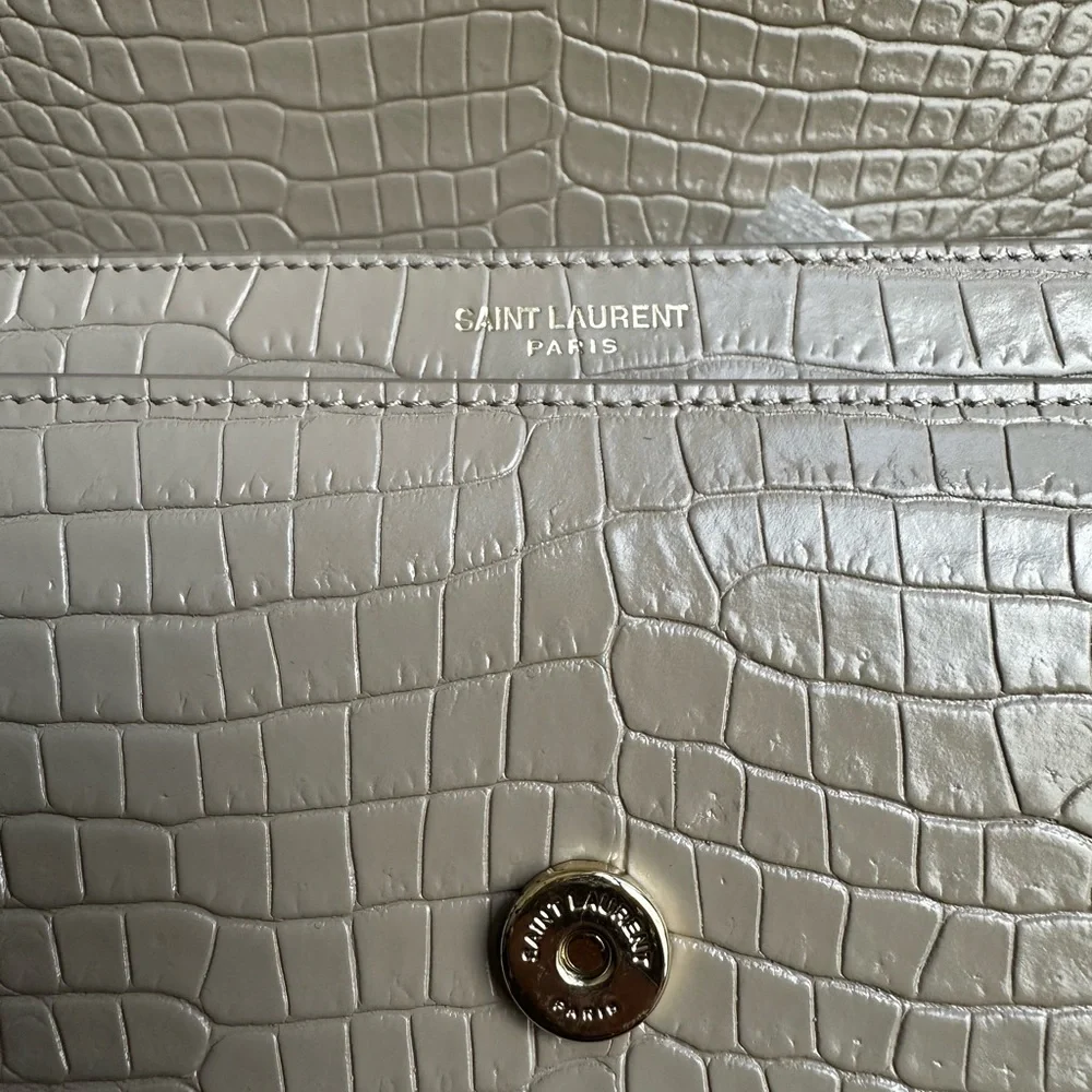 Saint Laurent Sunset Medium Croc Embossed Bag - Picture 15 of 15